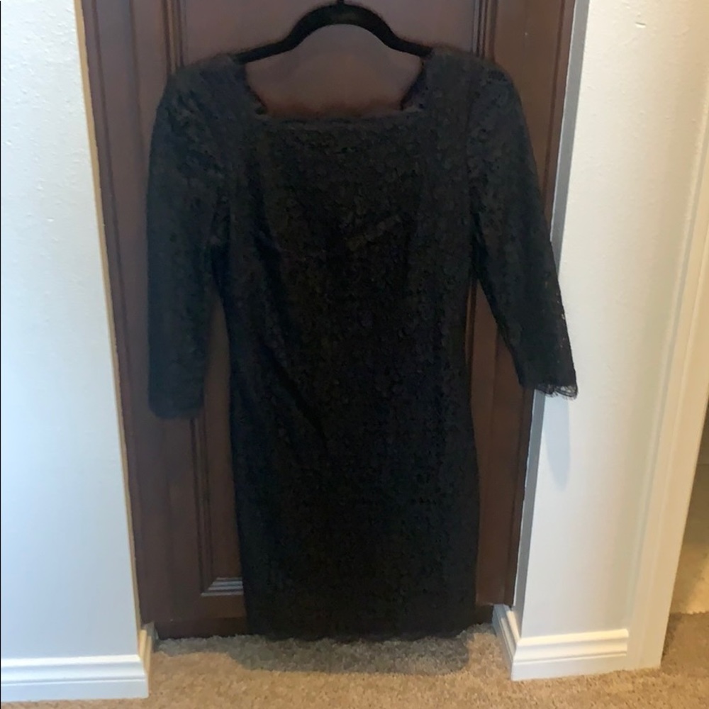 Black lace 3/4 length sleeve dress